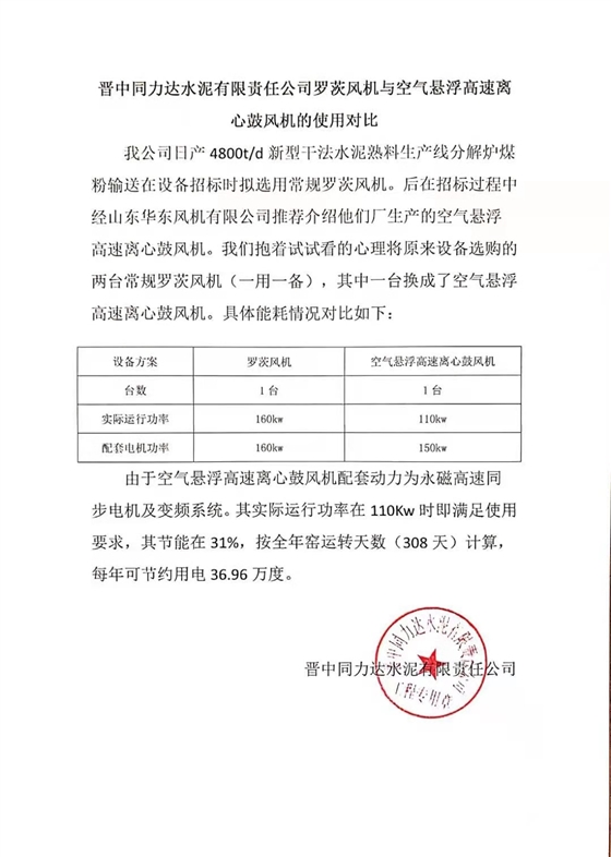 晉中同力達(dá)水泥有限公司感謝信